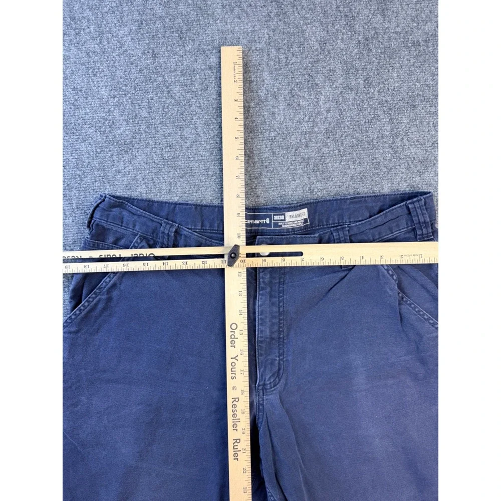 Carhartt Mens 38x30 Relaxed Fit Navy Blue Canvas Workwear Carpenter Pants Faded